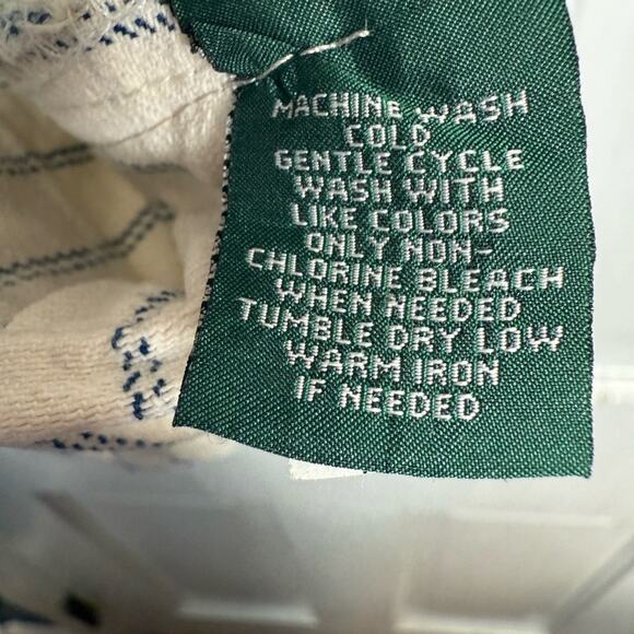 Vintage Ralph Lauren White Jean Vest Navy Pinstriped Nautical Buttons W1763 Sz L - Picture 5 of 7